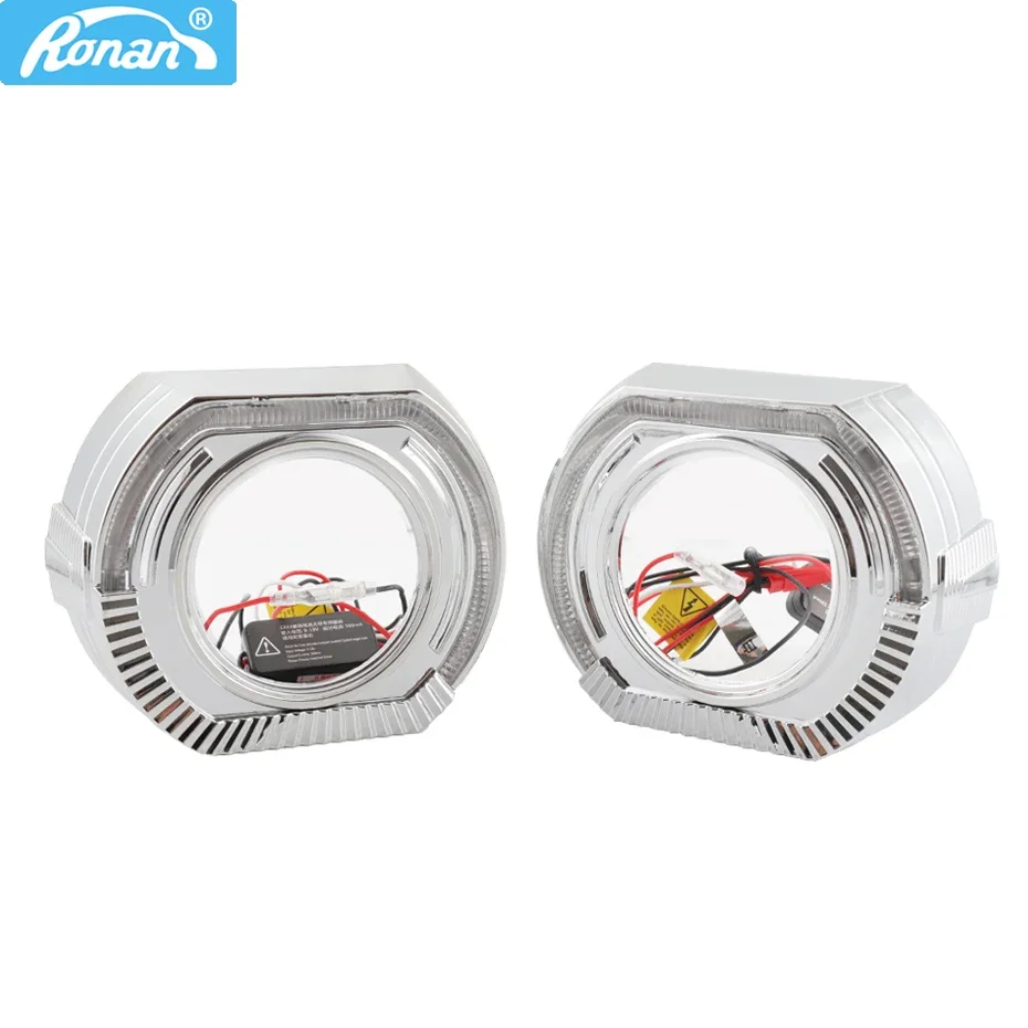 

Ronan 2pcs 120MMX100MM Square Guide Angel Eyes with shrouds Car Styling DRL Halo Ring BM 3.0 bi-xenon projector lens