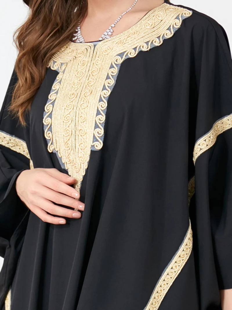 Abaya Muslim Dress Women Batwing Sleeve Loose Robe Autumn New Patchwork Elegant Boubou Dubai Islam Muslim Ramadan Dress Vestidos