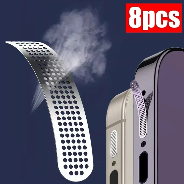 

8/4pcs Universal Metal Mesh Anti Dust Proof Adhesive Net Cover Sticker Mobile Phone Anti-dust Cover Kit Protecters for IPhone 15