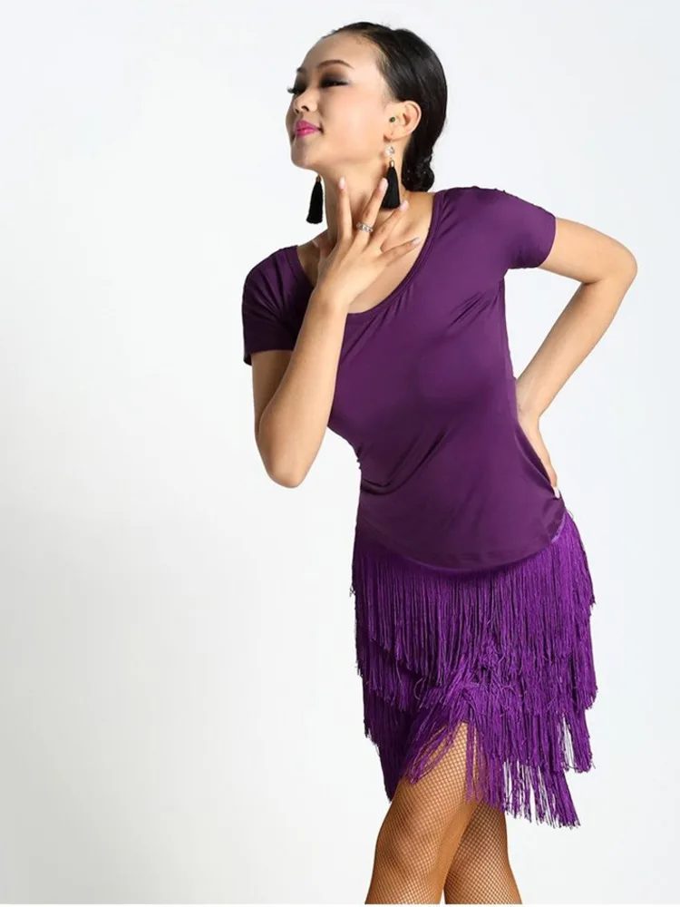 

Юбка женская с бахромой, элегантный современный костюм для латиноамериканских танцев, с завышенной талией, Фламенго, однотонная, 5XL