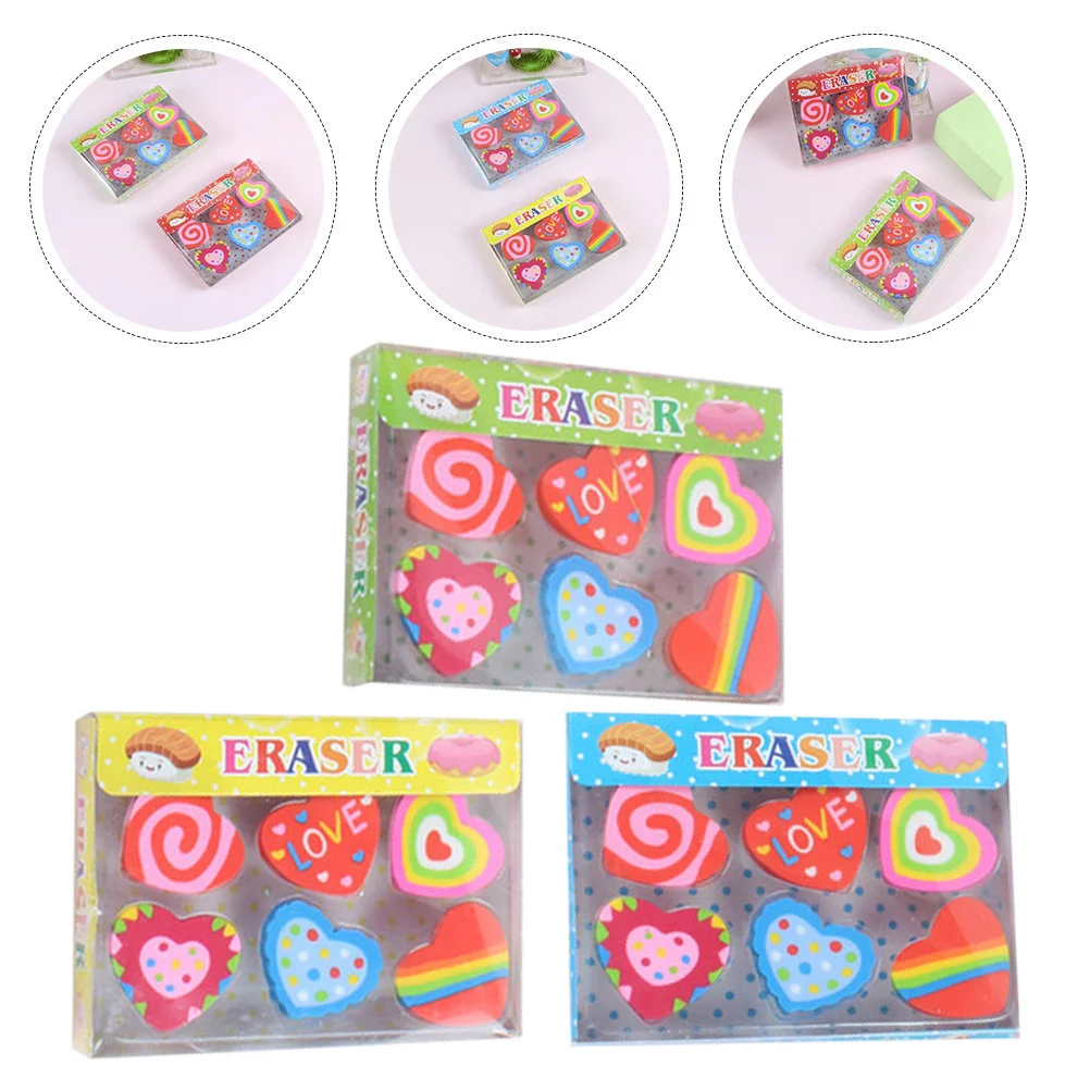 

18Pcs Student Erasers Household Valentine Erasers Decorative Pencil Erasers