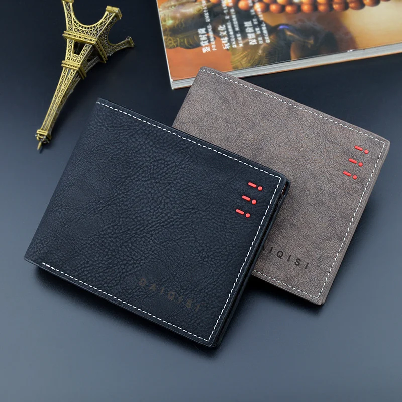 

Men Bifold Business Leather Wallet Retro Thin Frosted Wallet Male Youth Large-capacity Horizontal Soft Wallet PU Leather Wallet