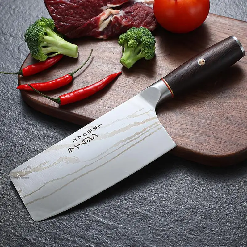 

Japanese Kitchen Knife 5cr15 High Carbon Steel Professional Chef Knives Wood Handle Vegetable Meat Sharp Cleaver Japan Knife