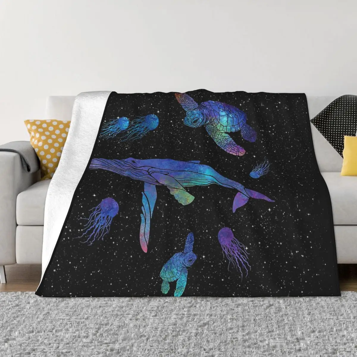 

Портативные теплые пледы с изображением морских животных, морских существ, постельное белье, украшение для дома и путешествий, плюшевое одеяло для дивана, мягкие одеяла