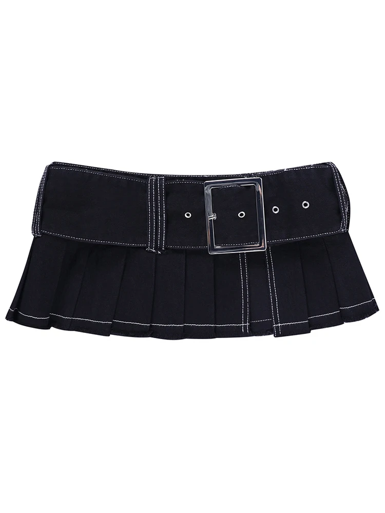 Y2K эстетичная Базовая микро-юбка с поясом и низкой талией модная сексуальная