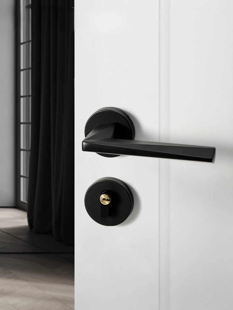 

Black Split Door Lock Magnetic Silent Indoor Wooden Door Lock Bedroom Room Lock Home American Style Door Handle