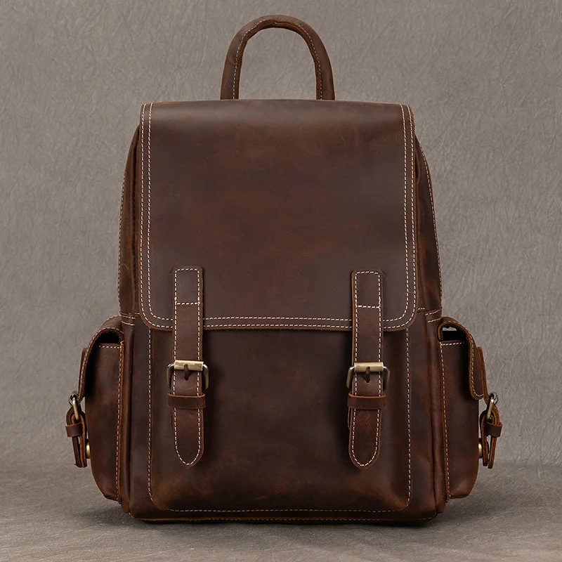 Высококачественный рюкзак из натуральной кожи для мужчин и женщин дорожный