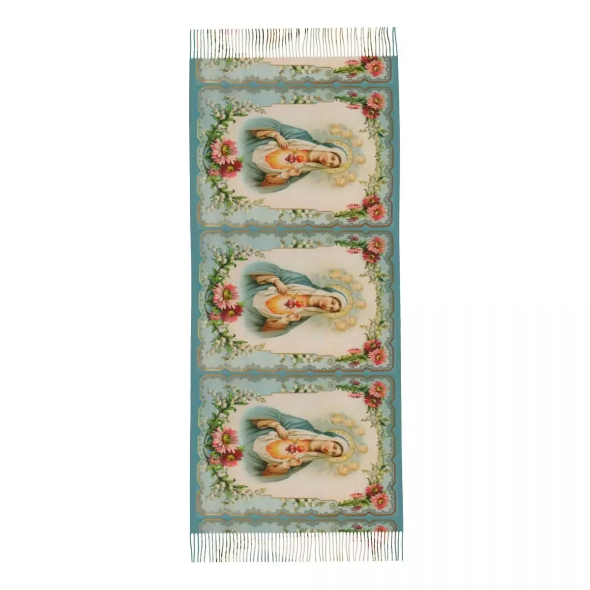 Женский шарф с бахромой Дева Мария католическая большая супермягкая шаль и