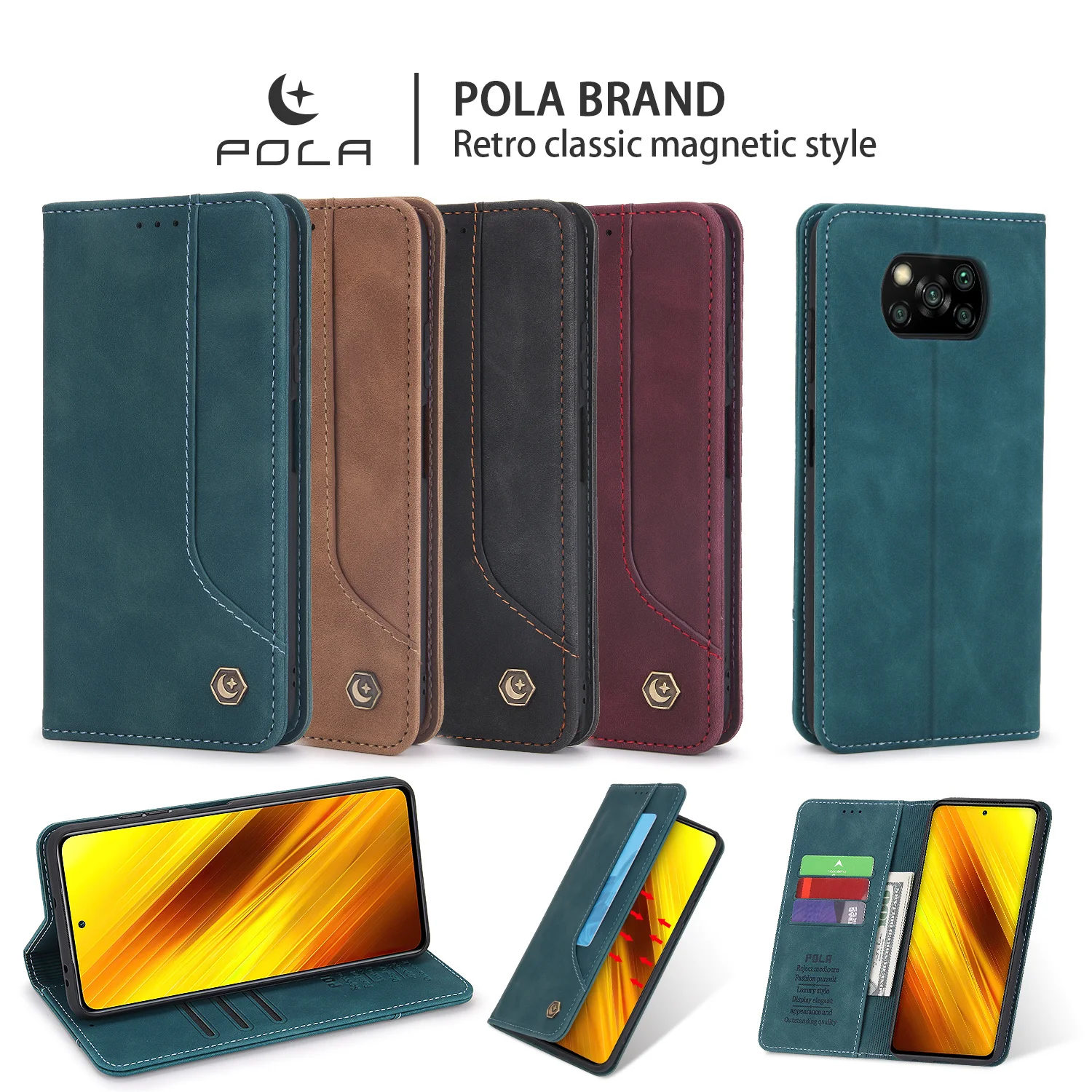 Flip Leather Case For Xiaomi Mi Poco X3 NFC GT F3 M3 X4 M4 Pro F4 12T 10T 11 11T Lite Magnet Wallet Cover Redmi Note 10S 11S 10A