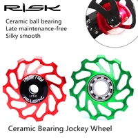 risk 11t mtb bicycle rear derailleur jockey wheel ceramic bearing pulley al7075 cnc road bike guide roller idler 4mm 5mm 6mm