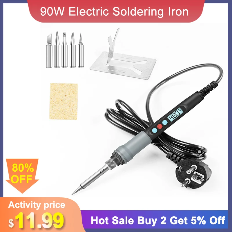 

90W Electric Soldering Iron Digital Temp Adjustment Automatic Sleep Internal Thermal Ceramic Heating Portable Tin Welding Tools