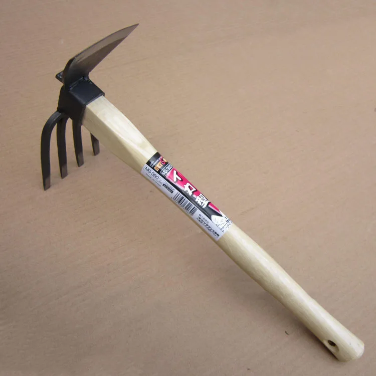 

All-Steel Four Teeth Rake Hoe Loose Soil Rake Seedling Planting Vegetables Gardening Hoe Four Teeth Dual-Purpose Hoe Small Hoe