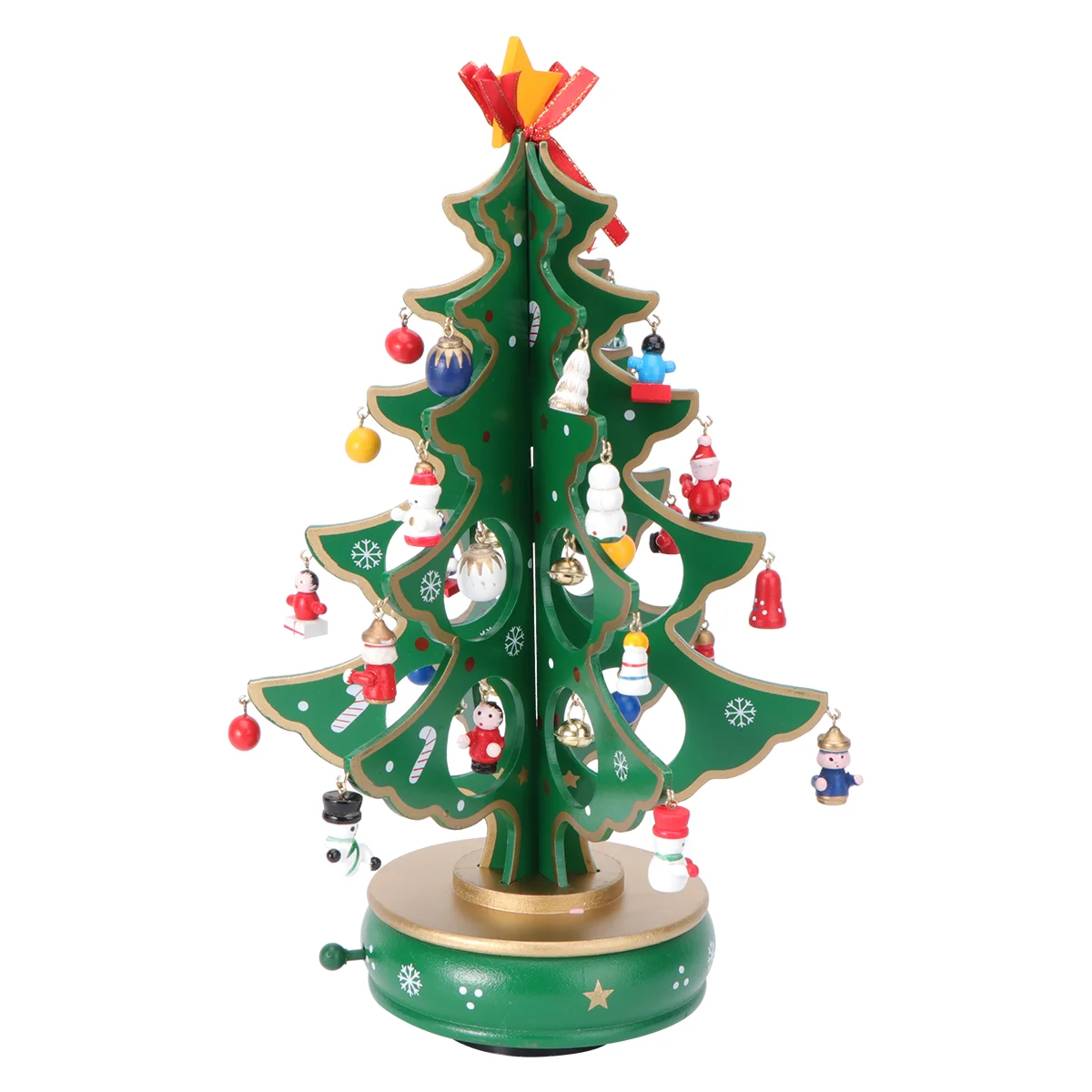 

Classic Music Box Wooden Clockwork Design Christmas Tree With Pendants Miniature Handmade Music Box For Birthday Valentine's