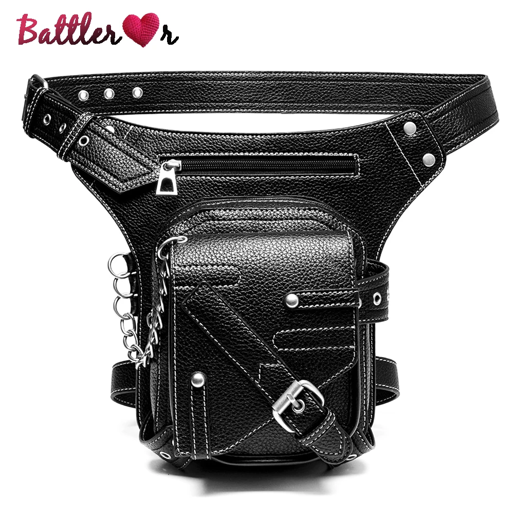 

Fashion Vintage Steampunk Moto Bag Women Water Repellent Rock Gothic Biker Bags Ladies Shoulder Packs Victorian Drop Leg Pouch
