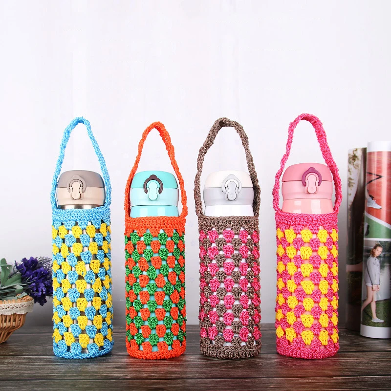 

Knitted Water Bottle Cover Cup Sleeve Case Mesh Portable Storage Bag Protector Heat Insulation Holder Organizer Pocket Manual