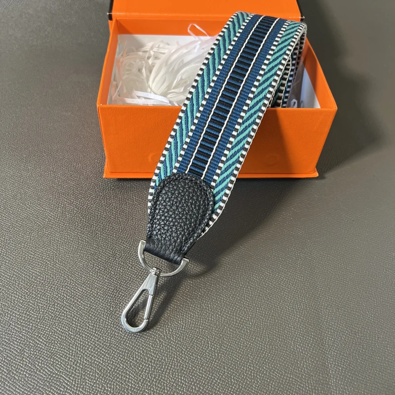 Плечевой ремень из натуральной кожи Togo прошитый вручную с холщом шириной 5 см и