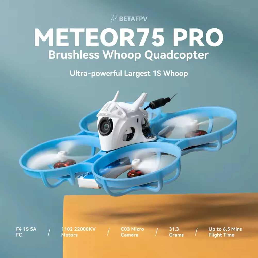 Фото BETAFPV Meteor75 Pro 80.8 мм 1S HD Whoop 1102 22000KV 5.5 мин ArtLynk для комплекта FPV квадрокоптера для использования в помещении и на улице. №2