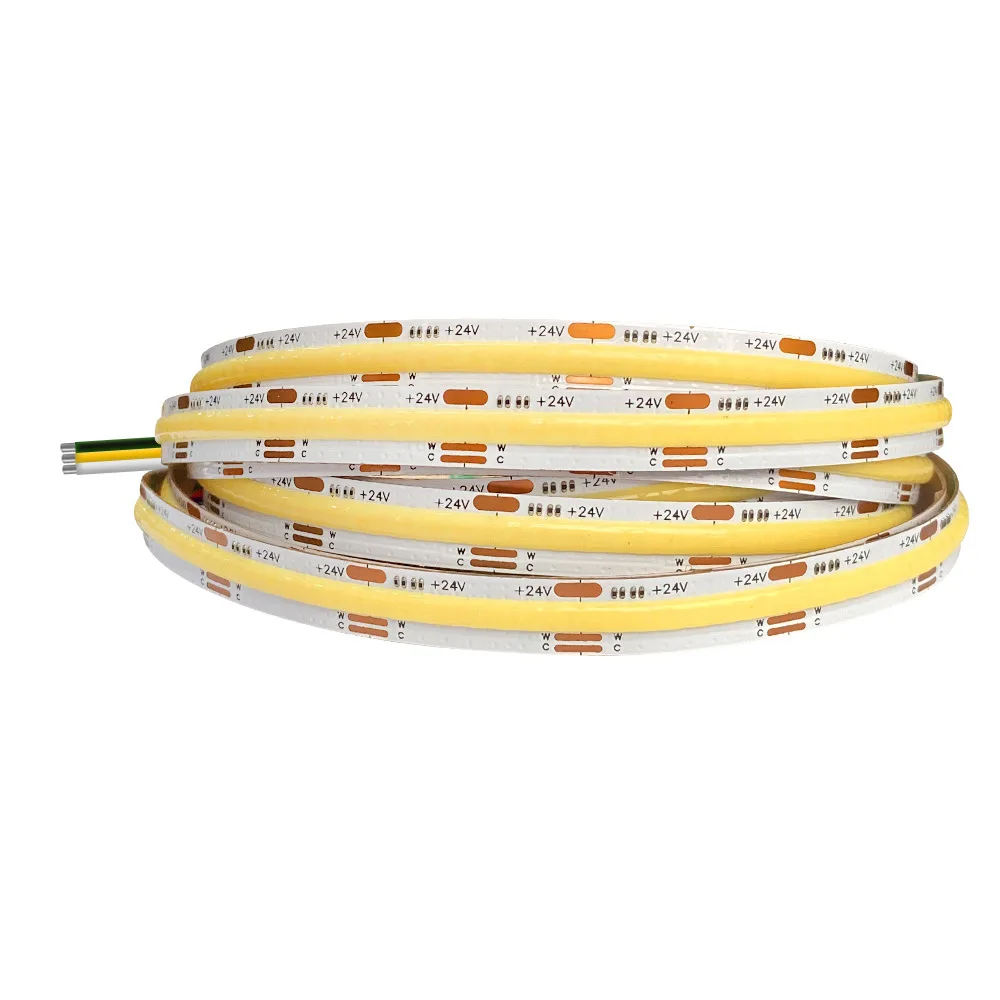 

12V 24V 576LED/MTR 5m/lot RA90 Two-color temperature linear cob low voltage lamp with led strip for household use
