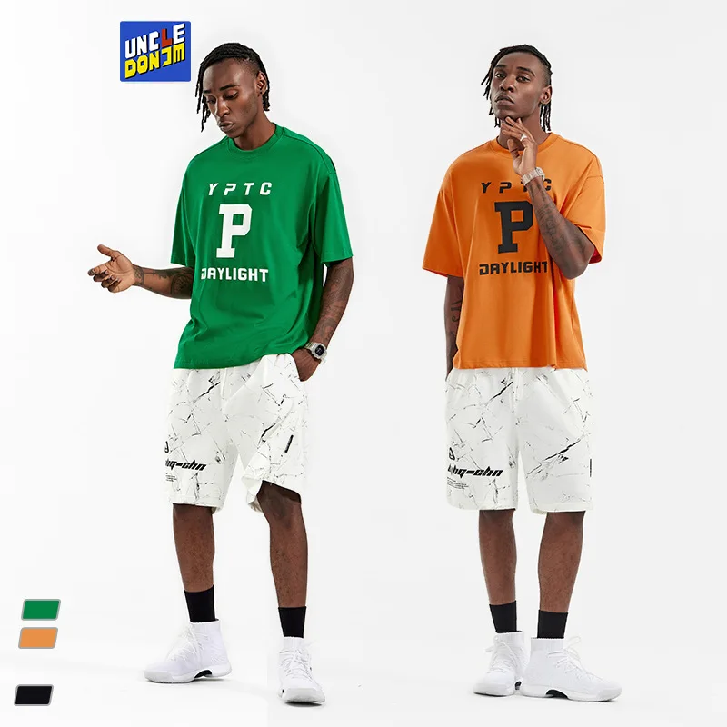 

UNCLEDONJM Text oversized t shirt HIP HOP harajuku MEN Tops Tees customized products boxing t shirt mens clothing