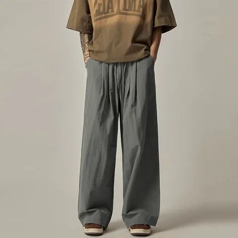 Мужские спортивные брюки-карго Sumemr, зеленые спортивные брюки-багги с широкими штанинами в стиле Харадзюку, мужская одежда в Корейском стиле, 2023