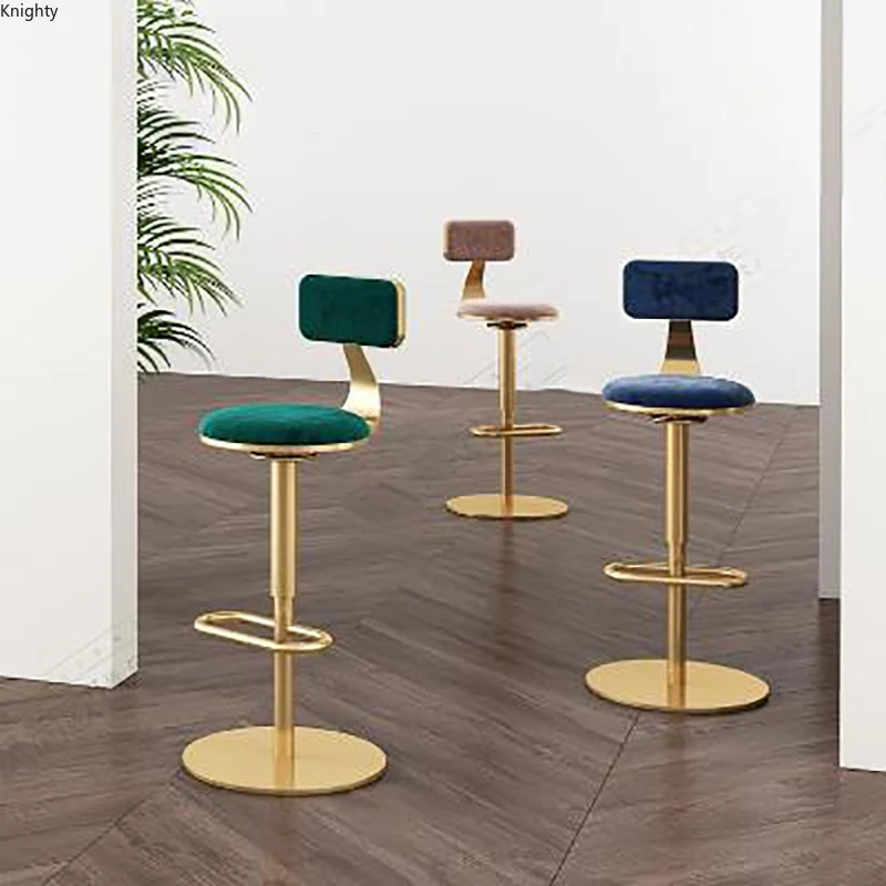 

Bar Chairs Dresser Backrest Bar Chair Nordic Iron Bar Stool Creative Bar Stool Furniture Modern Light Luxury Gold 65cm