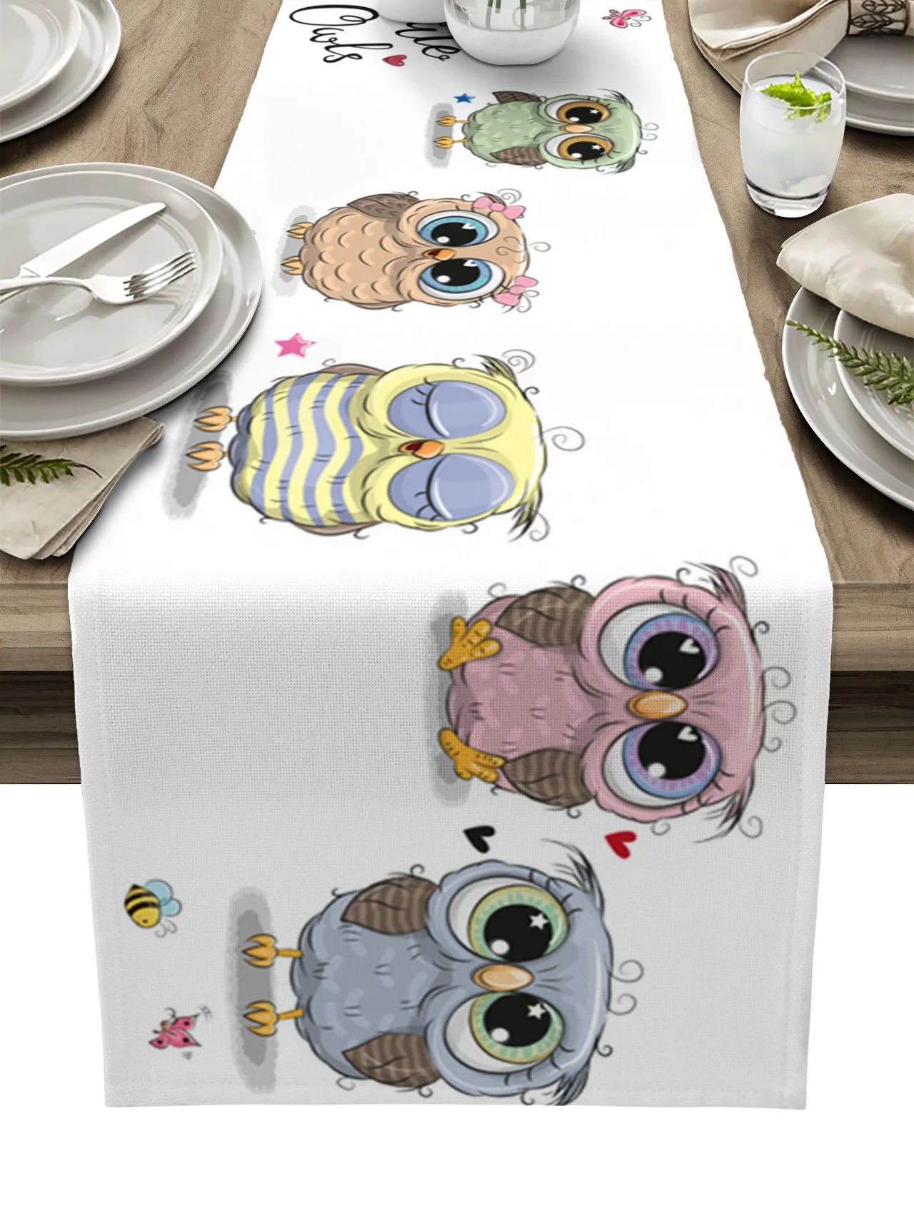 

Дорожка для стола с рисунком совы, бабочки, искусственная скатерть, хлопковые льняные скатерти для свадьбы