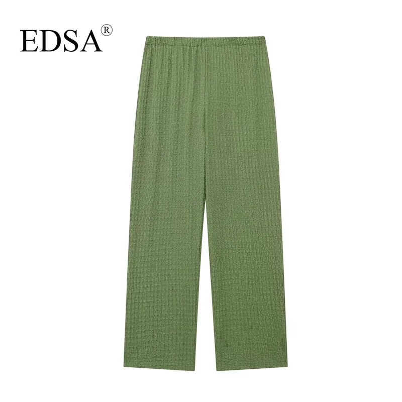 Женские текстурированные брюки EDSA свободные длинные с эластичным поясом и