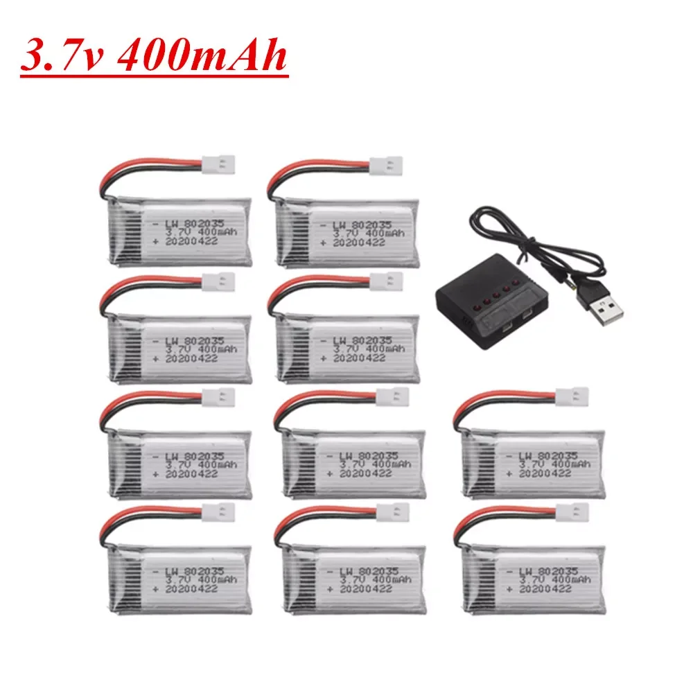 Batería Lipo de 400mAh para Dron de control remoto, piezas de repuesto para H31 X4 H107 H6C KY101 E33C E33 U816A V252, batería recargable de 802035 3,7 V