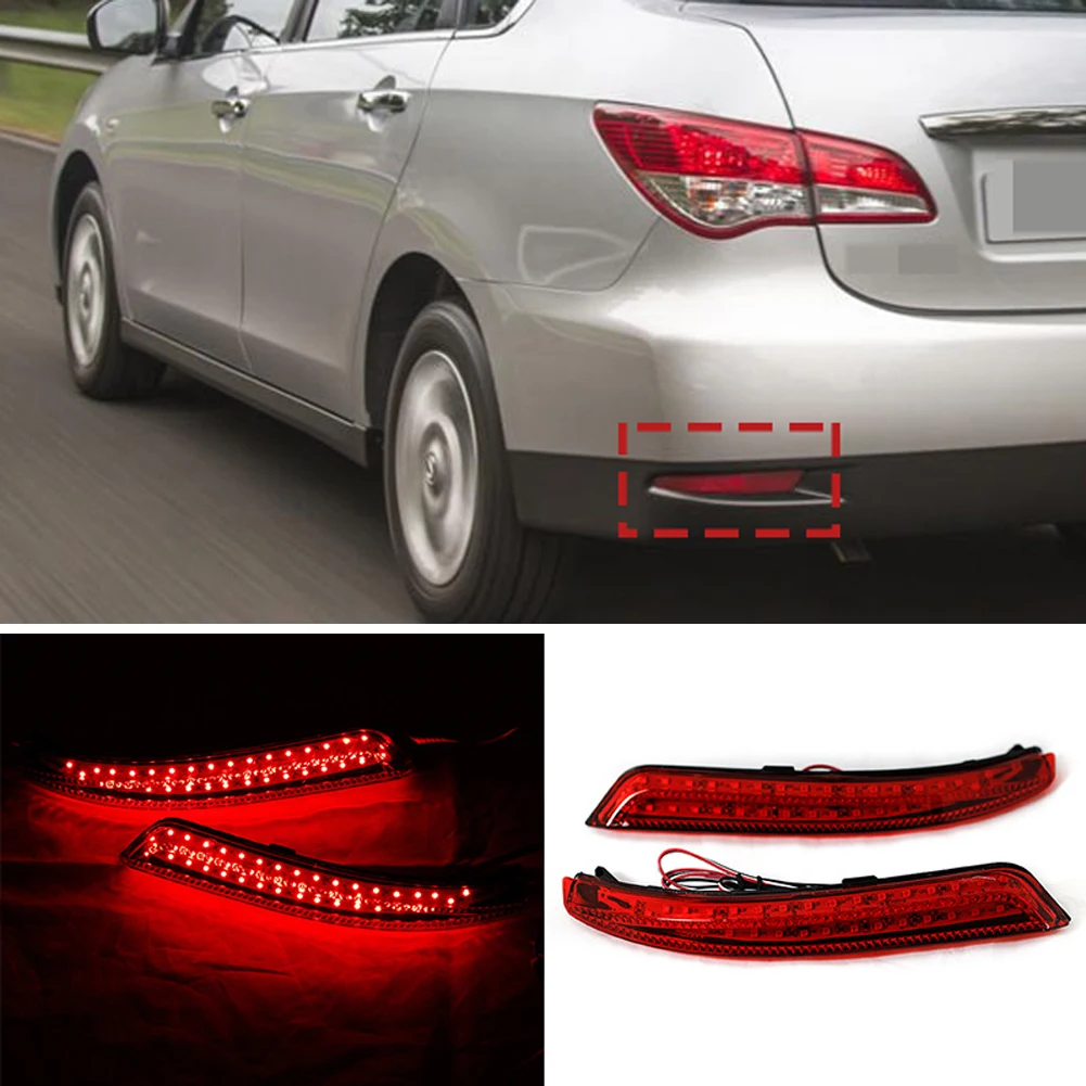 

2PCS LED Car Rear Bumper Reflector Light For Nissan Almera Bluebird Sylphy 2009 2010 2011 Brake Signal Backup Stop Tail Fog Lamp