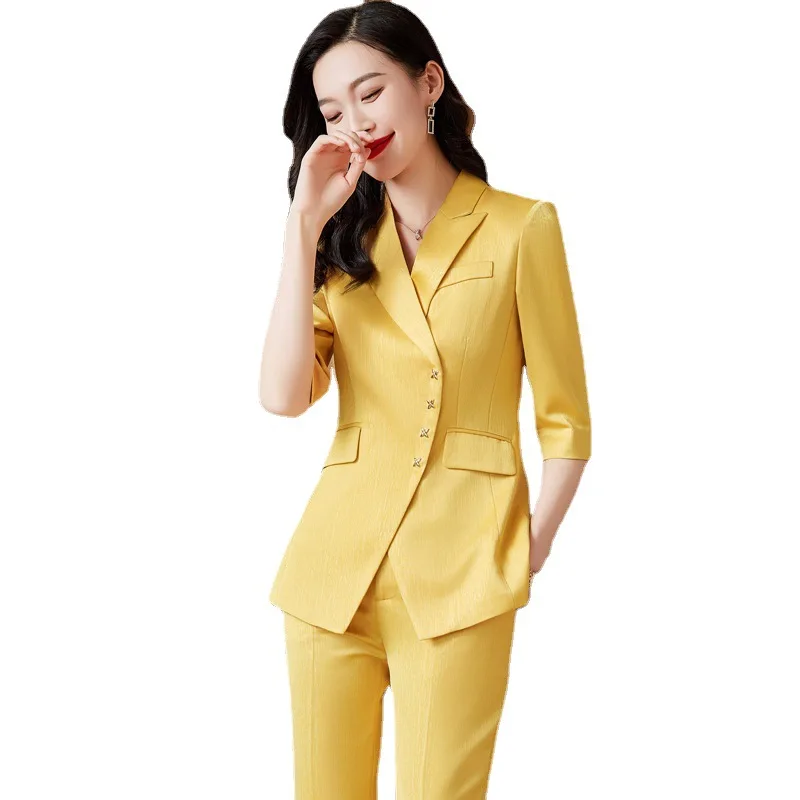 

Spring Autumn Work Two Piece Set for Women Korean Office Lady Graceful Slim Blazers Pants Suit 2023 New Jacket Trousers Outfits