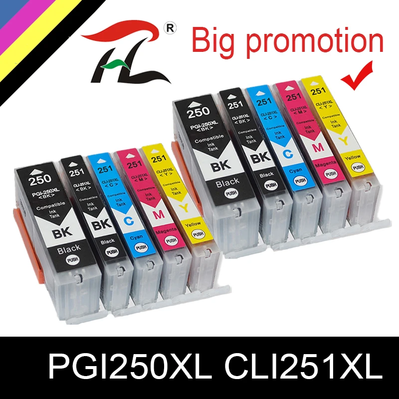 

HTL 2 set HTL PGI-250 CLI251 for canon MG6320 MG7120 MG7520 IP8720 refillable ink cartridge with ARC chip pgi250 pgi 250