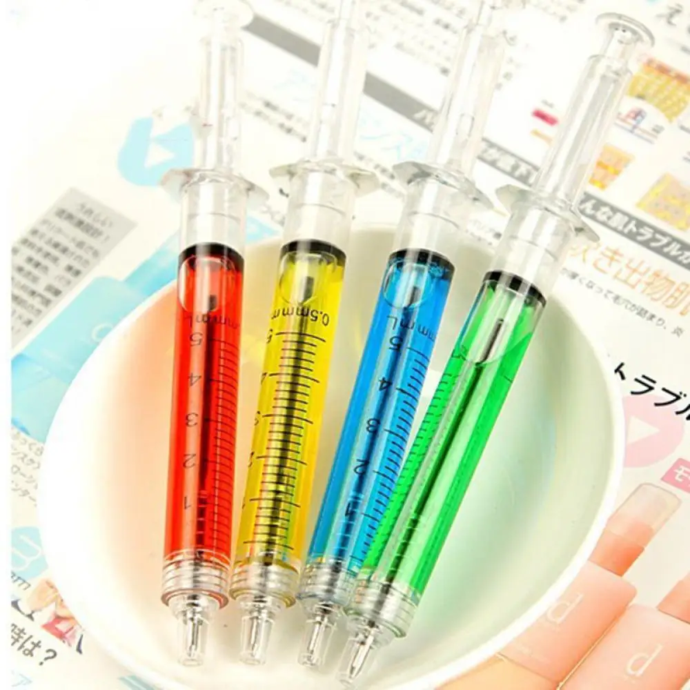 

Женская ручка, Жидкостная шприц, милая искусственная ручка 0,5 мм, автоматическая многоразовая Шариковая ручка для офиса, случайный цвет