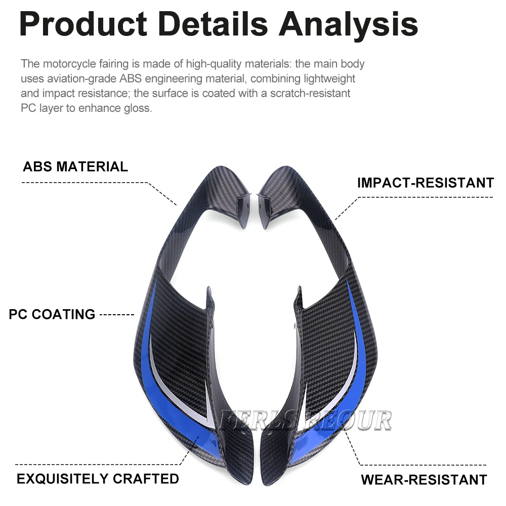 Фото Для Yamaha YZF R1 2020-2025 YZF R1 R1M 2020-2025 аксессуары для мотоциклов обтекатель с фиксированным крылом небольшой спойлер на крыло аэродинамическое крыло №4
