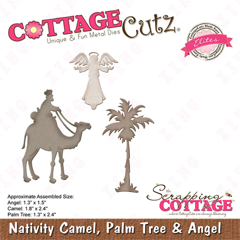 

2022 Diy Scrapbook Decoration Embossing Craft Blade Punch Mold New Metal Cutting Dies Nativity Camel, Palm Tree & Angel Template