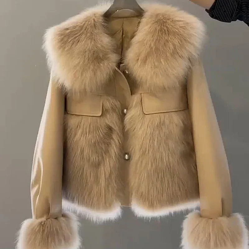 Faux Fox Fur Winter Clothes for Women Fashion 2022 New Elegant Coats Luxury Designer Europe and America Long Sleeves Y2k Jacket