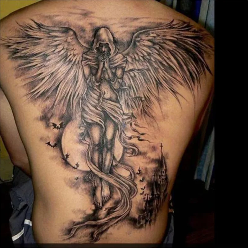 

Tattoo Sticker Waterproof and Durable Angel Devil Wings Feather Men's and Women's Back Picture Full Back Tattoo Free Shipping