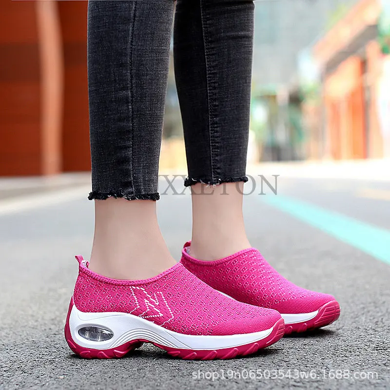 Big Size Slip on Women Vulcanized Shoes Fashion Summer Outdoor Casual Sneakers Breathable Hollow Out Woman Lazy Loafers