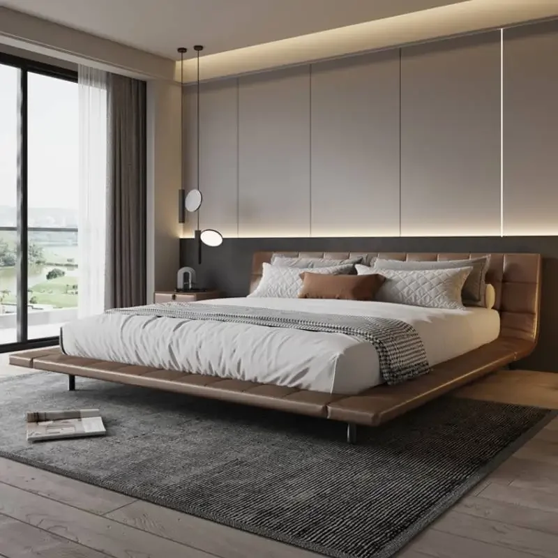 Низкопрофильная элегантная кровать с двойной платформой европейские