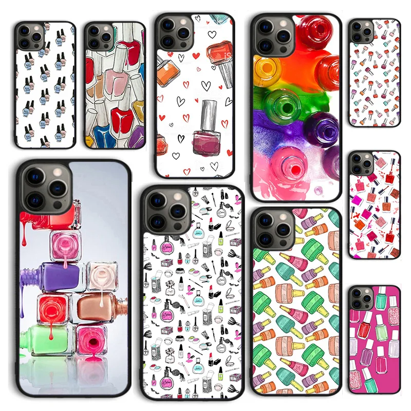 Красивый цветной эмалированный чехол для телефона с лаком ногтей iPhone 15 12 mini X XS XR 11