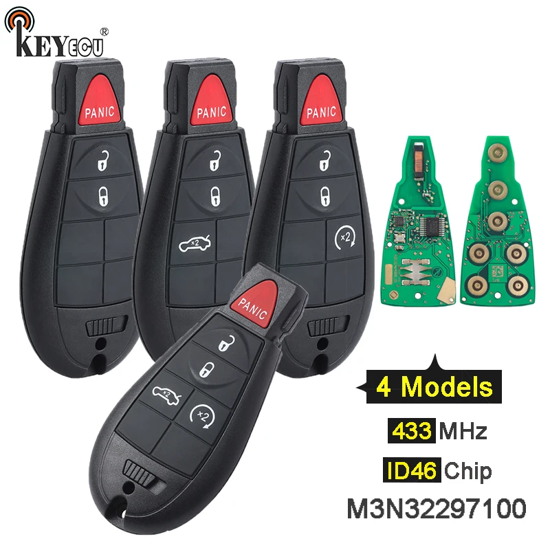 

KEYECU 433 мгц чип ID46 идентификатор FCC: M3N32297100 2 + 1/ 3 + 1 4 5 кнопок брелок для дистанционного ключа фоб для Dodge дротика 2012 2013 2015 2014