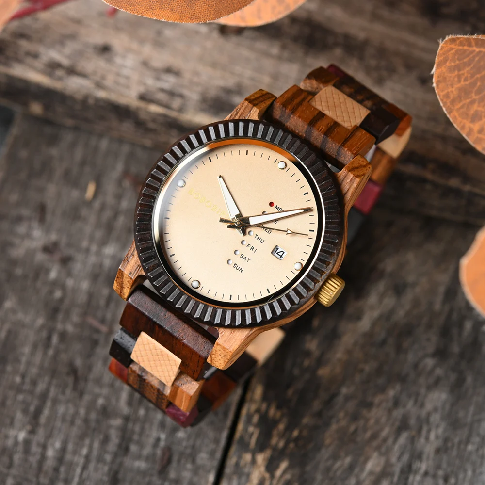 Мужские часы BOBO BIRD с отображением недели деловые поддержкой OEM Прямая поставка по