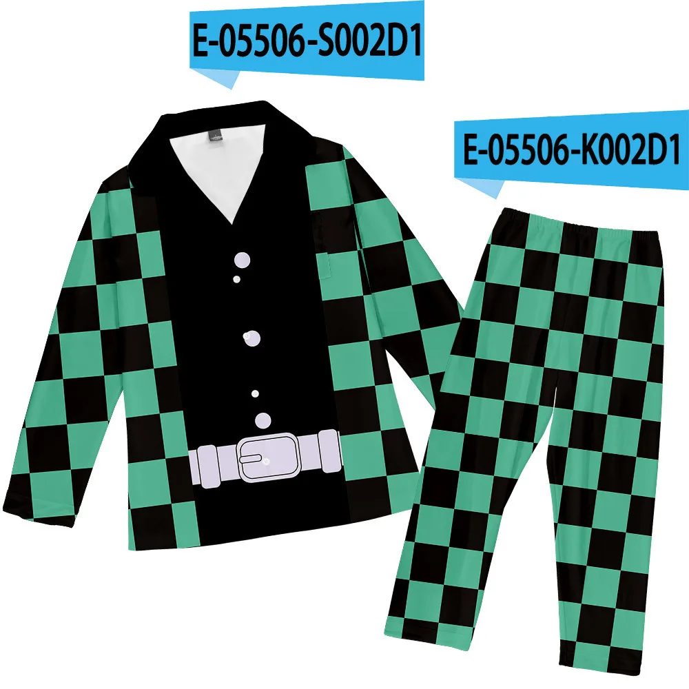 Children's Pajamas Demon Slayer 3D Digital Printing Trousers Long Shirt Children's Pajama Set Daily Casual Clothes Top Pant