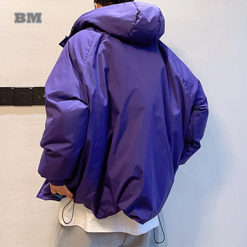 

Куртка мужская зимняя с капюшоном, Корейская уличная одежда в стиле хип-хоп, парки в стиле Харадзюку, повседневное плотное пальто