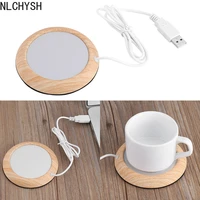 usb warmer cup pad gadget wood grain coffee tea drink usb heater tray mug pad coaster office gift