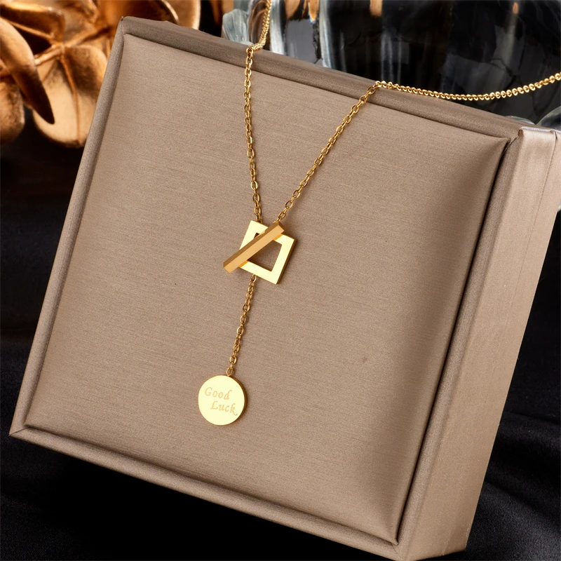 

XIYANIKE 316L Stainless Steel Gold Color Coins Necklaces Joker Simple Chain Choker 2021 New Pendants For Women Fashion Collier