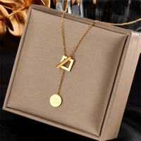 xiyanike 316l stainless steel gold color coins necklaces joker simple chain choker 2021 new pendants for women fashion collier