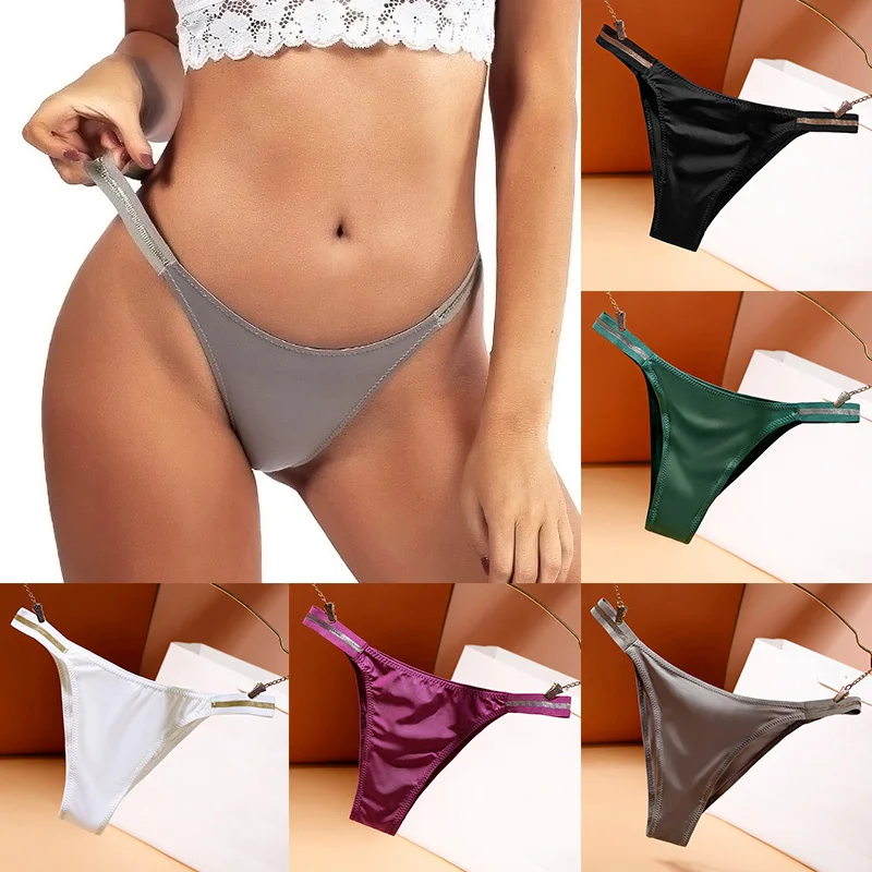 

Sexy Seamless Women Panties Bikini Bottoom Low-rise Tempting Thong Thin Ice Silk Underwear Girls Soft Breathable Underpants