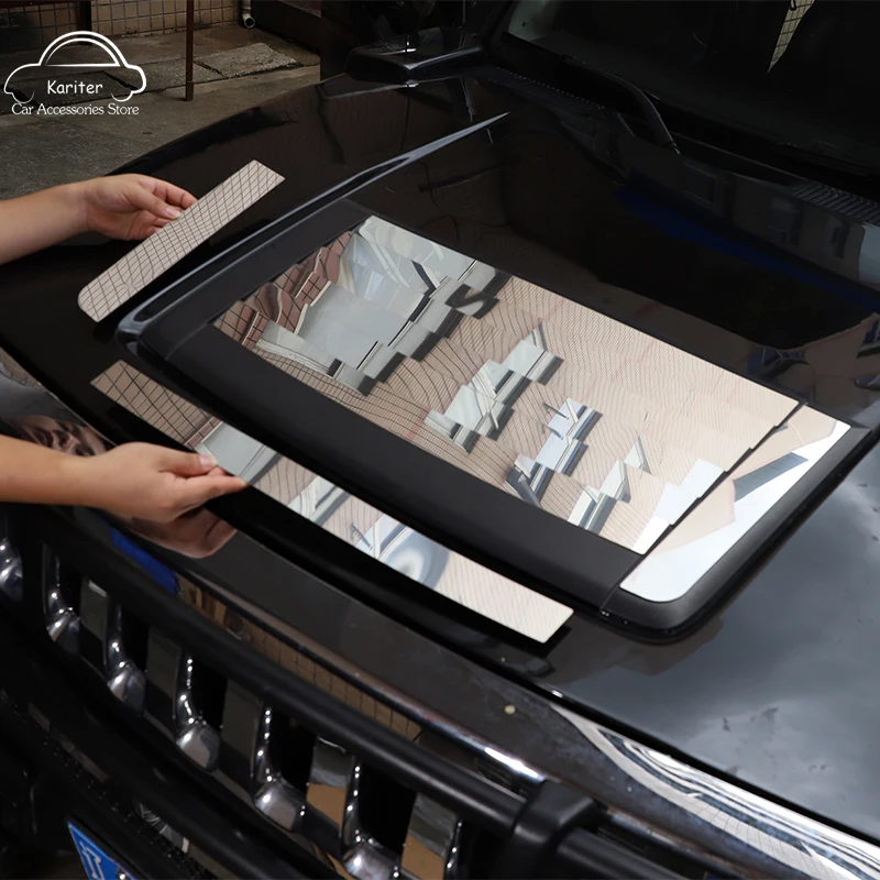 

For Hummer H3 2005-2009 Car styling Silver stainless steel Hood decorative patch hood trim Car modification accessories