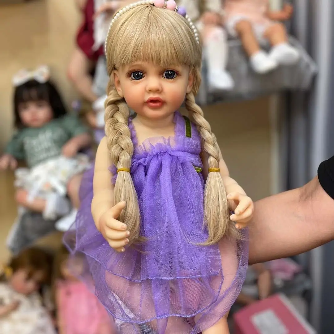 

Npk 22inch 55cm Full Plastic Simulation Girl Doll Toys Soft Siliconen Complete Finished Bebe Rebor Reborn Babies Christmas Gift