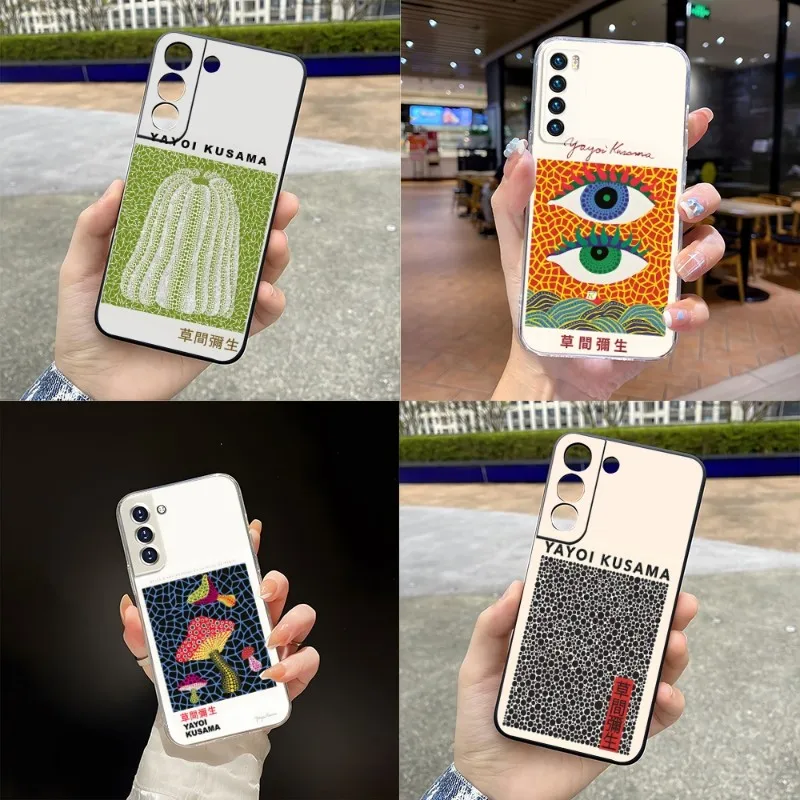 

Арт-чехол Yayoi Kusama для Samsung S23 Note 20 10 S30 S 22 10E Fe Pro Plus Ultra A12 A42 A71 A91 M32, черный с прозрачным